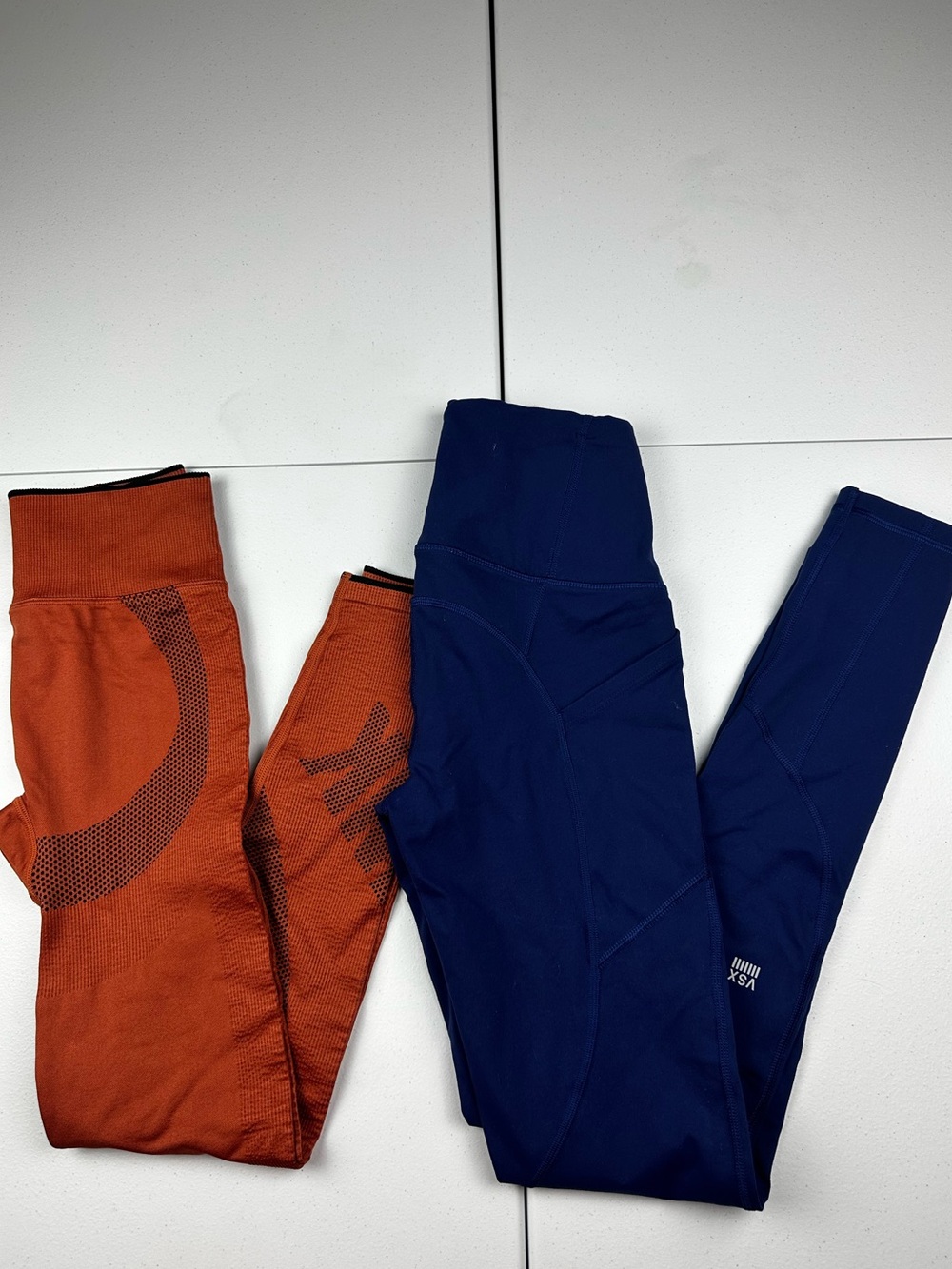 PINK Victorias Secret High-Rise Workout Leggings - Navy and Rust